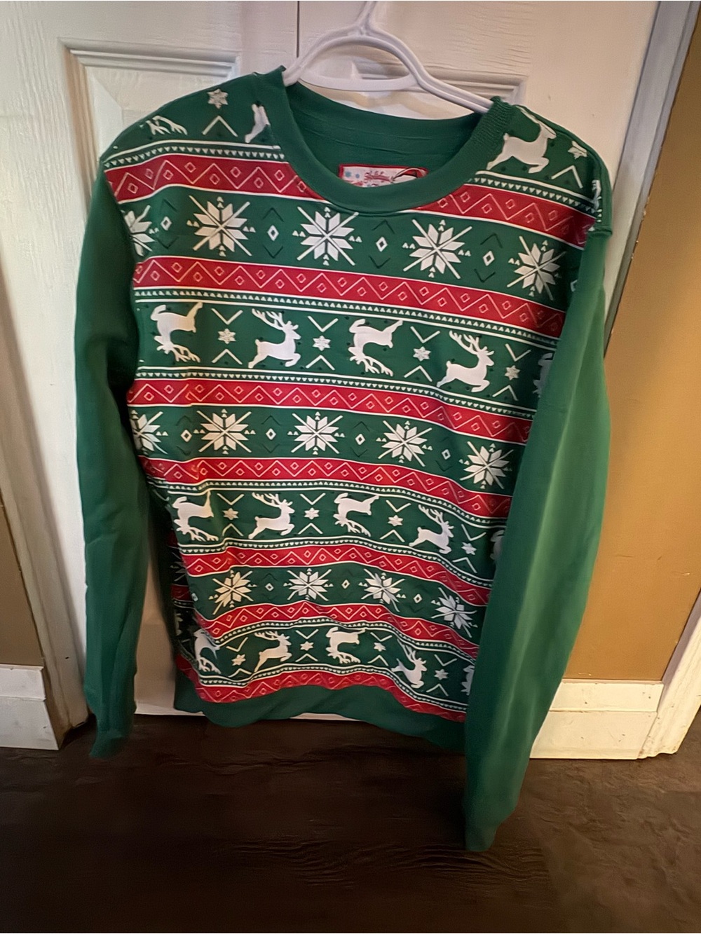 Green Holiday Reindeer Crewneck Sweatshirt - Women